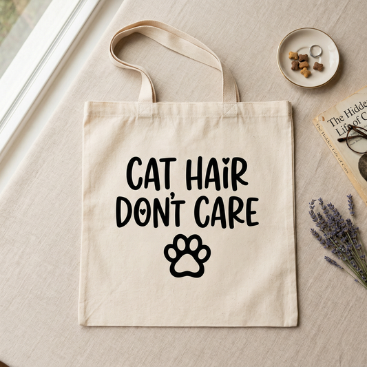 Cat Hair Don't Care Canvas Tote Bag
