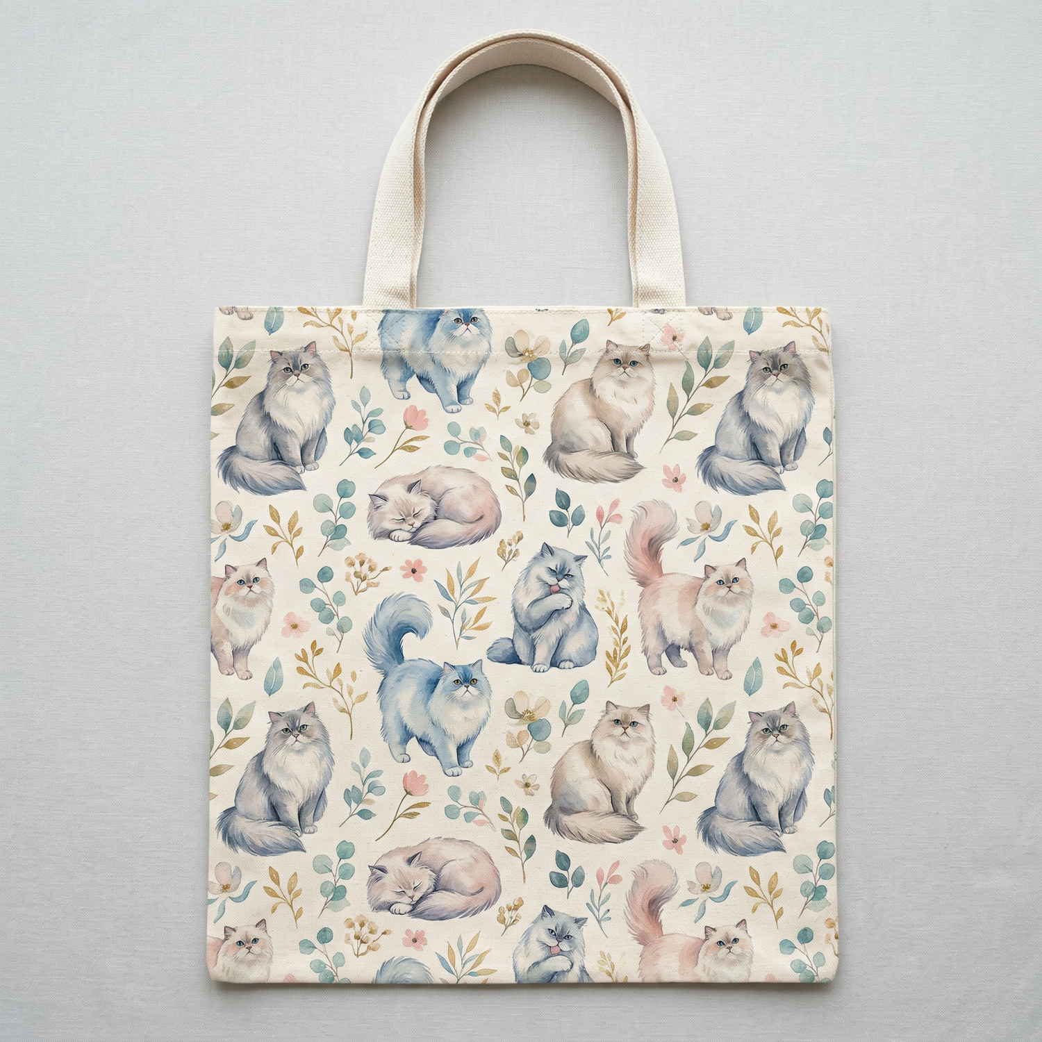 Persian Cat All-Over Print Canvas Tote Bag