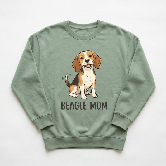 Beagle Mom Crewneck Sweatshirt | Playful Illustration