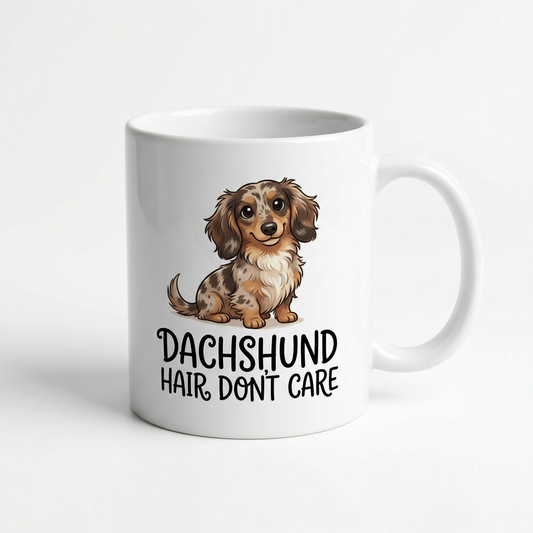 Dachshund Hair Don't Care Funny Coffee Mug 11oz