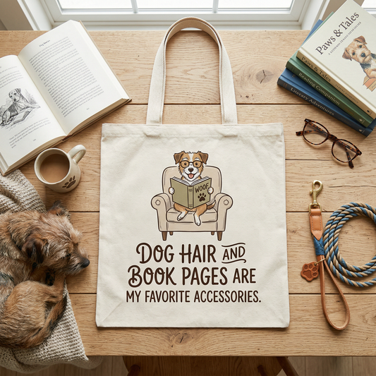 Dog and Book Lover Canvas Tote – Just a Girl