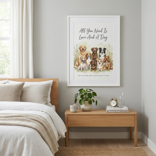 All You Need Is Love and a Dog Modern Typography Poster